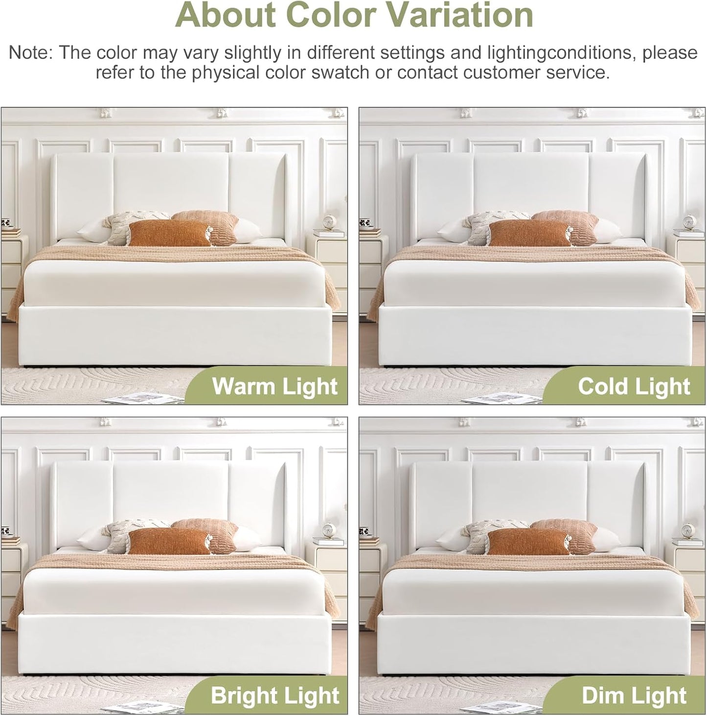 VELOCAVA Full Size Upholstered Bed Frame with 4 Storage Drawers, Modern Velvet-Like Platform Bed with Wingback Headboard, Sturdy Wood Slats,No Box Spring Needed, White