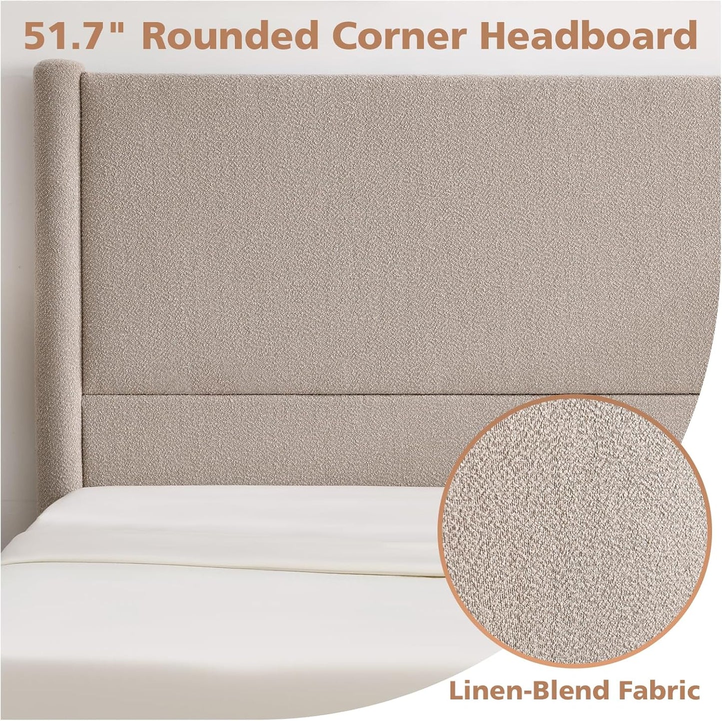 VELOCAVA Upholstered Bed Frame with 51.77" Tall Headboard and Soft Rounded Corners, Side Storage Drawers, 12-Slat Support, No Box Spring Needed, Bouclé Texture, Beige